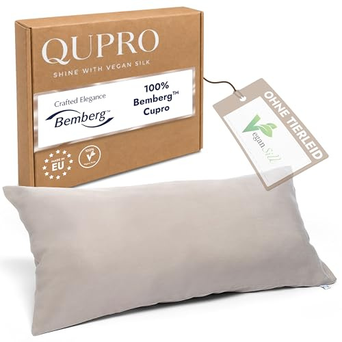 QUPRO® Veganer Seidenkissenbezug 40x80 aus 100% Bemberg™ Cupro I Kopfkissenbezug Seide VEGAN - Antistatisch, feuchtigkeitsausgleichend & reibungsarm für Haut & Haare I Silk Pillowcase