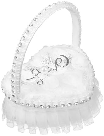 Hunphy Coussin pour Bague en Forme de Cœur, Support de Bague de Mariage en Dentelle avec Strass, Anneaux en Dentelle Boîte à Coussins, pour Anniversaire, Mariage, Saint Valentin, Fiançailles