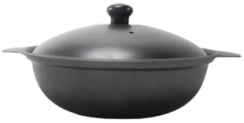 TOYANDONA Cocotte en Fonte 18 Cm avec Couvercle, Casserole pour Riz au Poulet Braisé Jaune, Pot Écologique sans Revêtement, Compatible Cuisson et Cuisson au Feu, Ustensile Cuisine Solide