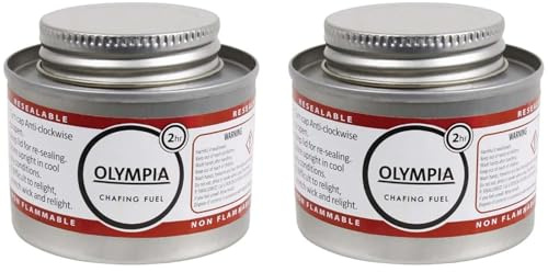 SDMAX Olympia Gel Buffet Chafing Dish Fuel Liquid Can with Wick, Resealable, Clean & Consistent Heat for Catering, Buffet Servers and Food Warmers (2 PCS)