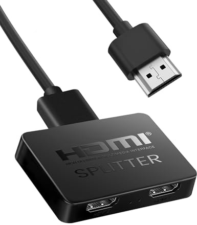 NEWCARE HDMI-splitter 1 i 2 Out, HDMI-distributör 4K | HDMI Splitter 2 skärmar samtidigt (INTE Extended Display) — perfekt för TV, bildskärmar, Fire TV-sticka, Blu-ray-spelare
