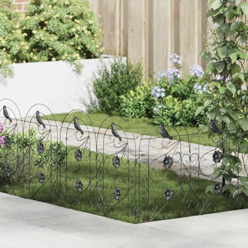 Ziaphsol Valla de jardín de 5 piezas de acero negro, borde para arriates, borde de césped, borde de jardín, borde cortado, resistente a la intemperie para jardín, terraza, jardín delantero