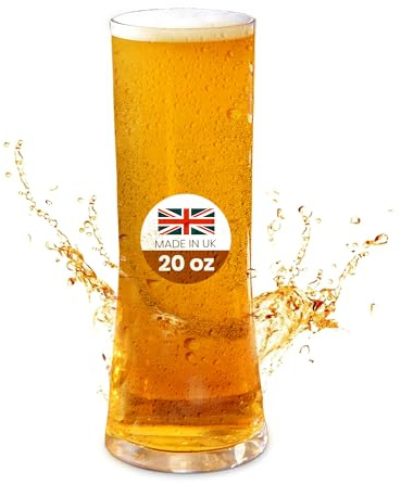We Can Source It Ltd - Regal Polycarbonate Tall Pint Glasses 20oz/568ml with CE Markings - Reusable Break Resistant Clear Plastic Pint Glasses for Bars, Restaurants, Pubs Events - Pack of 6