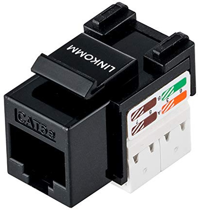 LINKOMM 25-Pack RJ45 Cat5e UTP Unshielded Keystone Jack with Punch Down Palm Holder (Black)