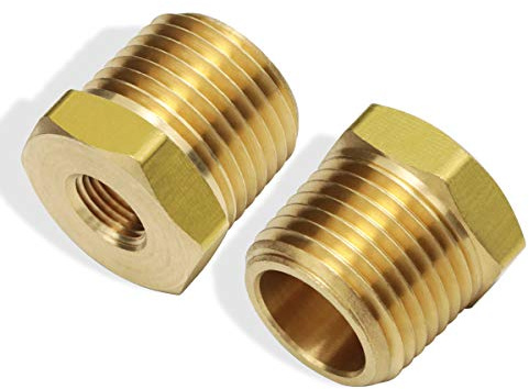Boeray 1/2 Inch NPT Male Thread to 1/8 Inch NPT Female Reducing Brass Pipe Fitting Hex Head Hose Tube Bushing Adapter Convert Pack of 2
