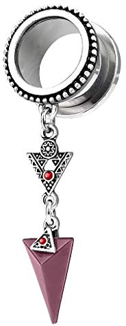 Piersando Flesh Tunnel Ohr Ear Plug Piercing Ohrpiercing 316 L Chirurgenstahl Kugel Rand mit Pfeil Tribal Anhänger Silber 6mm