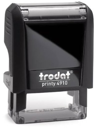Trodat Printy 4910 – schwarz - mit Wunschtext personalisierbarer Namensstempel - gleich online gestalten, Firmenstempel, Textstempel, Arztstempel – max. 3 Zeilen - 26x9mm