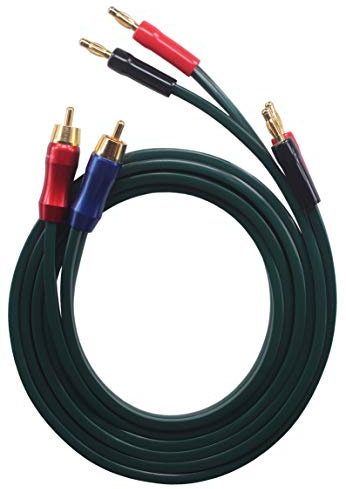 KK Cable C-JN OFC Speaker Wire Pair with RCA Male (Blue & Red) to 2 Pair Banana（4banana） Plugs, C-JN (1M(3.28ft))