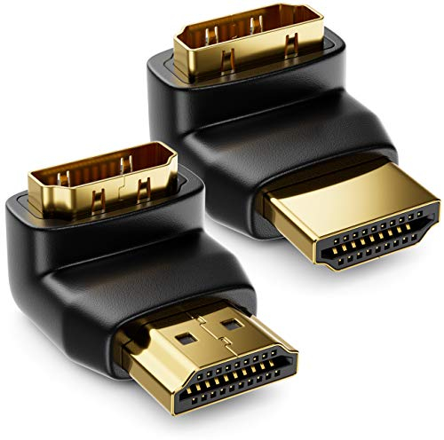 deleyCON Adattatore Angolare HDMI a 90° e 270° in un Set - 1x 90° + 1x 270° - Presa e Spina HDMI Tipo A - 4K Ultra HD UHD 3D Full HD 1080p HDR ARC ad Alta Velocità con Ethernet
