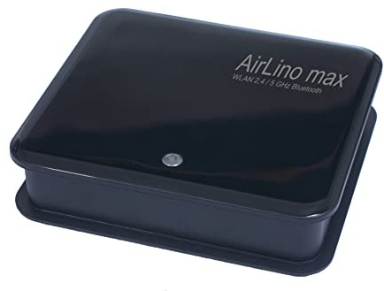 LinTech AirLino Max - Receptor de audio multihabitación HiFi para transmisión de audio inalámbrica a través de Bluetooth y WLAN de 2.4 + 5 GHz (AirPlay, DLNA, UPnP, WiFi, radio por Internet, NAS Tidal
