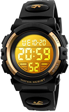 Dayllon Enfants Montre numérique Sport extérieur 50M étanche Montres électroniques Réveil 12/24 H Chronomètre Calendrier Boy Girl Montre
