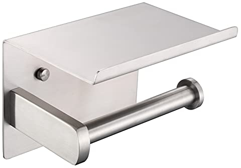 HomeHeng Porte-Rouleau de Papier Toilette, Porte-Papier hygiénique Moderne brossé en Acier Inoxydable SUS 304 avec étagère de téléphone, Accessoire de Cuisine de Salle de Bain F928-03D