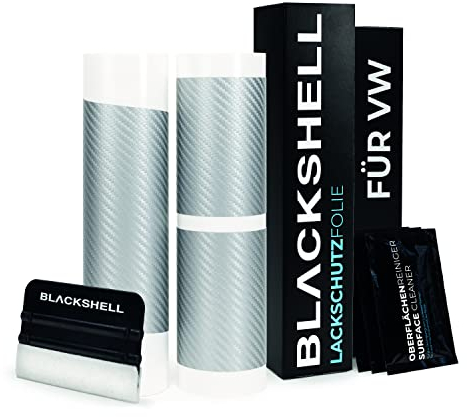 Blackshell® Lackschutz Set passend für VW T5 | Typ 7H/7E | Bj. 2003-2015 Carbon Silber - passgenauer Ladekantenschutz, Einstiegsleisten inkl. Folierset