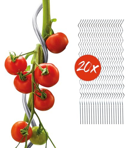bellissa Tomatenspirale Pflanzenstütze 20er-Set Aluminium 170 cm Ø 12 mm | Rankhilfe für Tomaten, Gurken etc., stabile Pflanzstäbe für Garten, Hochbeet & Töpfe, wetterfest & wiederverwendbar