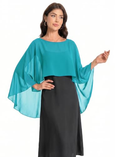 Baoqiya Chales y envolturas para mujer para vestidos de noche, chal suave de gasa para dama de honor, capa de gasa para cubrir la boda, Turquesa, Talla única
