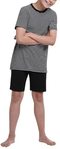 Schiesser Jungen Schlafanzug Set Kurz - 100% Organic Bio Baumwolle - Größe 140 Bis 176 Pyjamaset (1er Pack)