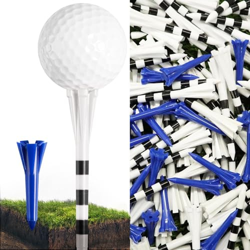 FINGER TEN Golf Tees Kunststoff 3 1/4 2 3/4 1/2 Zoll Unbreakable Pink Lila Farbige Lange Kurze Tees Eisen Shots Einfach zu Finden 100-Pack Gleichbleibende Höhe Mixed Size (3 1/4 und 1/2 Weiß)