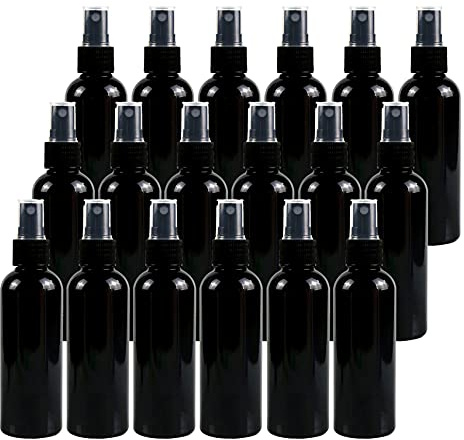 TIANZD 50 Pieces Empty 100 ml Black PET Plastic Fine Mist Pump Spray Bottles with Black Top Portable Sprayer for Perfume Water Cosmetic Travel Containers Refillable, 2x Funnel
