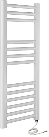 Greenedhouse Milano WHITE Flat Electric Towel Rail W400mm x H800mm Flat Electric Towel Radiator