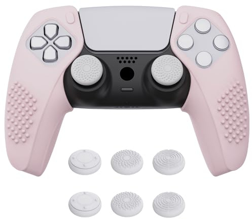 PlayVital Pink Controller Grips for ps5 Compatible with Charging Station