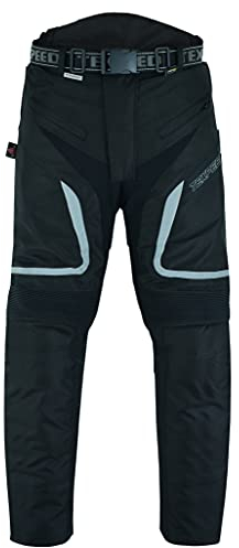 Texpeed Motorradhose Mit Protektoren Herren - Textil Wasserdicht Motorroller Motorrad Bikerin Mit Schutz Rüstung (EN 1621-1) Schwarz - XXL Taille/Kurz Bein