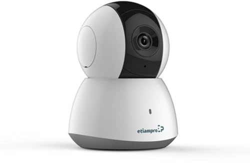 EtiamPro Mini-IP-Kamera, Überwachungskamera, WiFi, Pan/Tilt, 2 MP, IR-LEDs, Nachtsicht 10 m, Feste Linse, DWDR-Technologie, App Guarding Vision, für Innen- und Außenbereich, weiß
