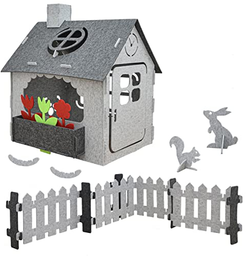 smalla Spielhaus Kinder aus Filz - 100% Recycling Spielzelt Indoor - Kinderhütte 110x100x124 cm Kleinkind - Kinderhaus Outdoor Spielplatz für Garten - Baby Gartenhaus Kinderzimmer Kinderspielhaus