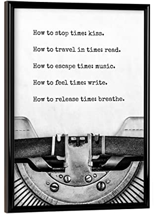 artboxONE Poster mit schwarzem Rahmen 18x13 cm Typografie Typewriter - How to Stop time - Bild Stop lifesense Love