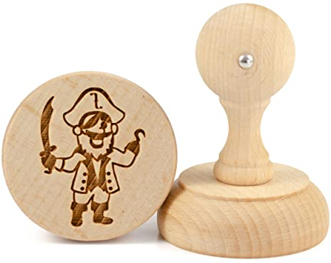 Folkroll Keksstempel Pirat, Ø 60 mm, Cookiestempel, Backstempel, Keks, Stempel, Motiv, Buchenholz, 336854
