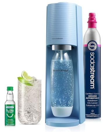 SodaStream Terra Sparkling Water Maker (Misty Blue) with CO2, DWS Bottle and Bubly Drop