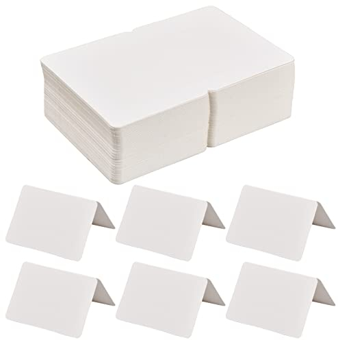 100 Stück Kraftpapier FaltKarten, Klapp DIY Geschenk Karten Namenskarten, Blanko Knickkarten Nachrichtenkarte für Büro Schule Familie Party Kunsthandwerk Graffiti (Weiß)