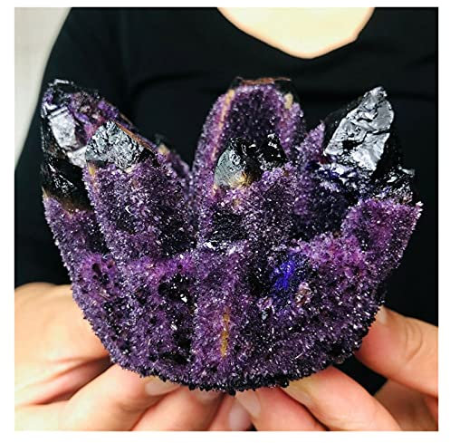 SHANGMAOYO Naturstein Bergkristall 1 stücke Natürlich lila Ghost Phantom Quarz Kristall Cluster Kristall Druse Exemplar Mineralien Reiki Heilung Healing Crystals (Size : 600-800g)