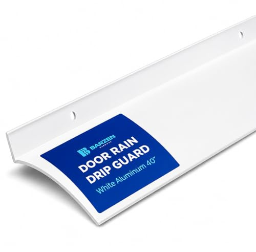Barzen Door Rain Drip Guard - Over Door and Window Drip Cap Rain Deflector - Drip Edge Rain Diverter Guards House - 2.5 Inches Wide, 40 inches Long, Aluminum White