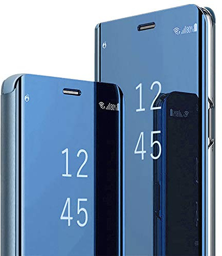 2Buyshop für Samsung Galaxy S23 Hülle Leder Klappbar Flip Original Clear View Spiegel Tasche 360 Grad Stoßfest Lederhülle mit Standfunktion Mirror Case Handyhülle für Samsung S23 5G Case Cover