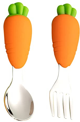 Baby Besteckset, Baby Lernlöffel Kinderbesteck Besteck Baby Löffel Selber Essen, Kinder Löffel Und Gabeln Selbsternährend, Es Wird Für Kinder Nach 18 Monaten Empfohlen (Gabel + Spoon)