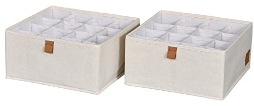 LOVE IT STORE IT Premium lådförvaring i 2 delar – organisationssystem för garderoben av tyg – set om 2 med 16 fack vardera – beige – 30 x 30 x 15 cm
