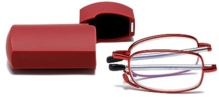 Hubeye Faltbare Lesebrille aus Edelstahl Mini Anti-Blau Sehhilfe für Herren und Damen Lesehilfe mit Hartschalen-Etui 1.00