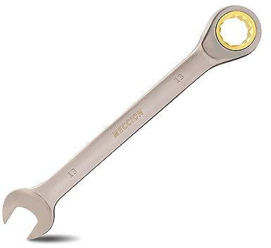 Meccion kombinationsnyckel med Spärr 13mm Krom Vanadium Stål Ringnyckel Professionell Spärrnyckel, Nickelpläterad Svart
