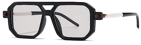 Modische, luxuriöse, quadratische Sonnenbrille für Männer und Frauen, Retro-Doppelbrücken, klare Brillengestelle, Tranding Shades, Schwarz, Weiß, Silber, Einheitsgröße