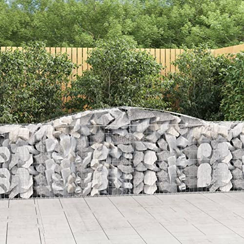 GuyAna Gabionen mit Hochbogen 2 STK. 400x50x80/100cm Verzinktes Eisen WasserzapfsäUle Garten Pflanzsteine Beton Garten Stapelbar Gabionen Zaun Gabionen ZaunGabionen