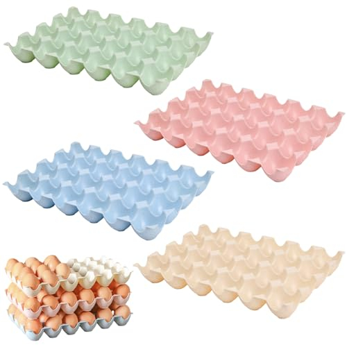 Hoxfly 4-Pc Plastic Egg Storage Container - Stackable Tray for Fridge and Countertop Organization