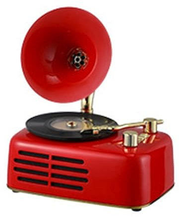OSMARI Mini grammofono Decorazione Stereo Bluetooth Multifunzionale retrò, Radio FM, Riproduzione Bluetooth, Stereo a Due canali, Riproduzione USB,Red