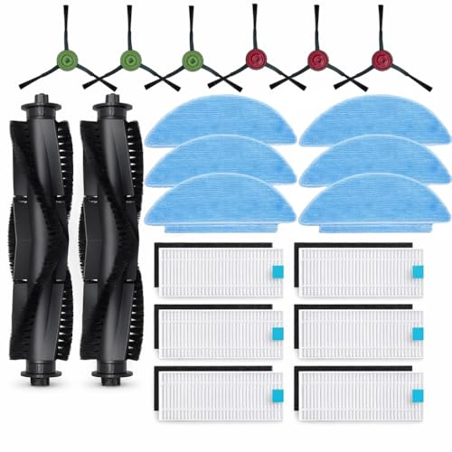 Kit Accessoires Pièces d'rechange pour Lubluelu SL60D, pour HONITURE Q6 SE,pour Tikom L9000,L8000 Robots aspirateurs, 2 Brosses Principales, 6 brosses latérales, 6 filtres, 6 lingette Serpillière