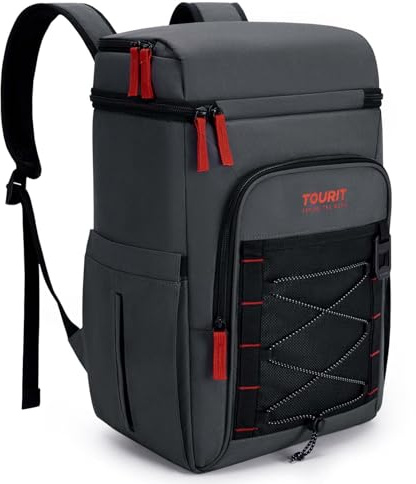 TOURIT Cooler Backpack Insulated Leak Proof 30 Can, 2 Thick Insulated Compartments Thermal Bag, Waterproof Lightweight Beach Travel Camping