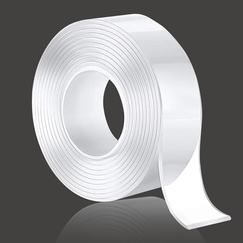 Cinta adhesiva de doble cara supertransparente, nano cinta adhesiva de doble cara, extra fuerte, cinta adhesiva lavable sin dejar rastro, lavable y reutilizable (2m)