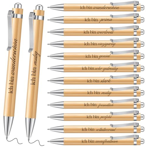 Tenare 12 Stück Dankeschön Abschied Geschenke für Kollegen Motivation Kugelschreiber mit Spruch Glücksstift Kugelschreiber Weihnacht Geschenke für Lehrer Mitarbeiter Teamarbeit