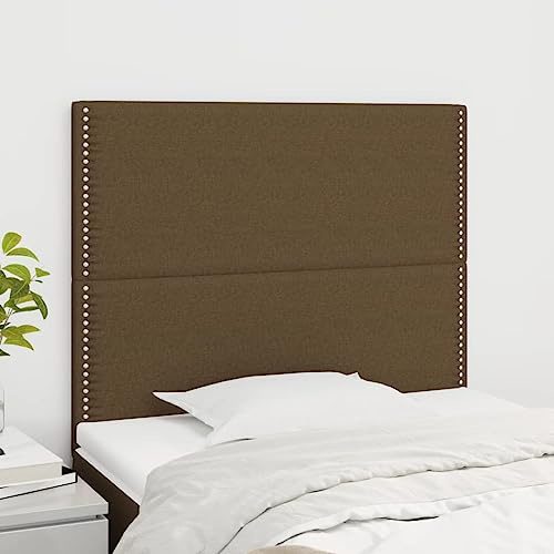 CKioict Betthaupt Wandkissen Bett Bettkopfteil Schlafzimmer Kopfteile 2 STK. Dunkelbraun 100x5x78/88 cm StoffGeeignet für Schlafzimmer, Gästezimmer, Schlafsaal
