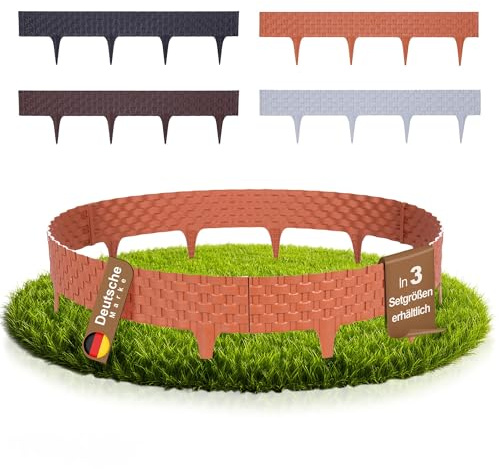 BOOGARDI Beeteinfassung Rattan-Optik · 8m Rasenkante Kunststoff Terrakotta · Beetbegrenzung in 4 Farben · Palisade Beetumrandung für Beet & Garten · Rasenkanten Beetabgrenzung Blumenbeet Umrandung
