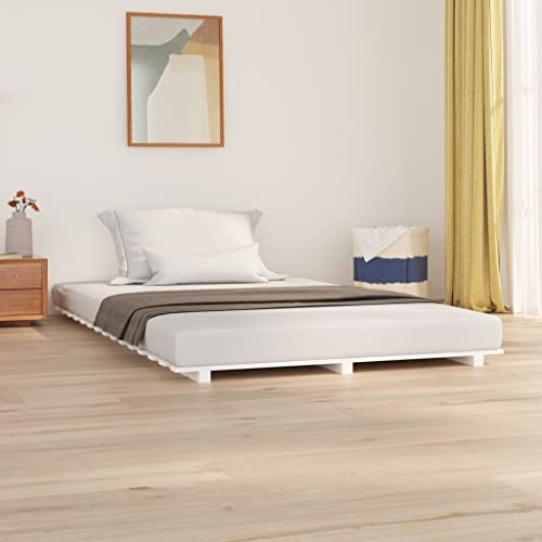 CKioict Palettenbett Modernes Bettgestell Jugendbett Massivholzbett Weiß 140x200 cm KieferGeeignet für Gästezimmer, B&Bs, Schlafzimmer