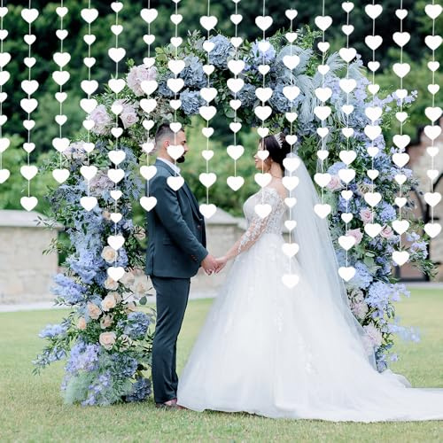 Glamifyr 4 Stück Papier Hochzeit Girlande 52Ft Deko, Herz Girlande Hochzeit Deko Just Married Girlande,Wedding Decoration Girlande für Verlobung Jahrestag Hochzeit Valentinstag Brautparty